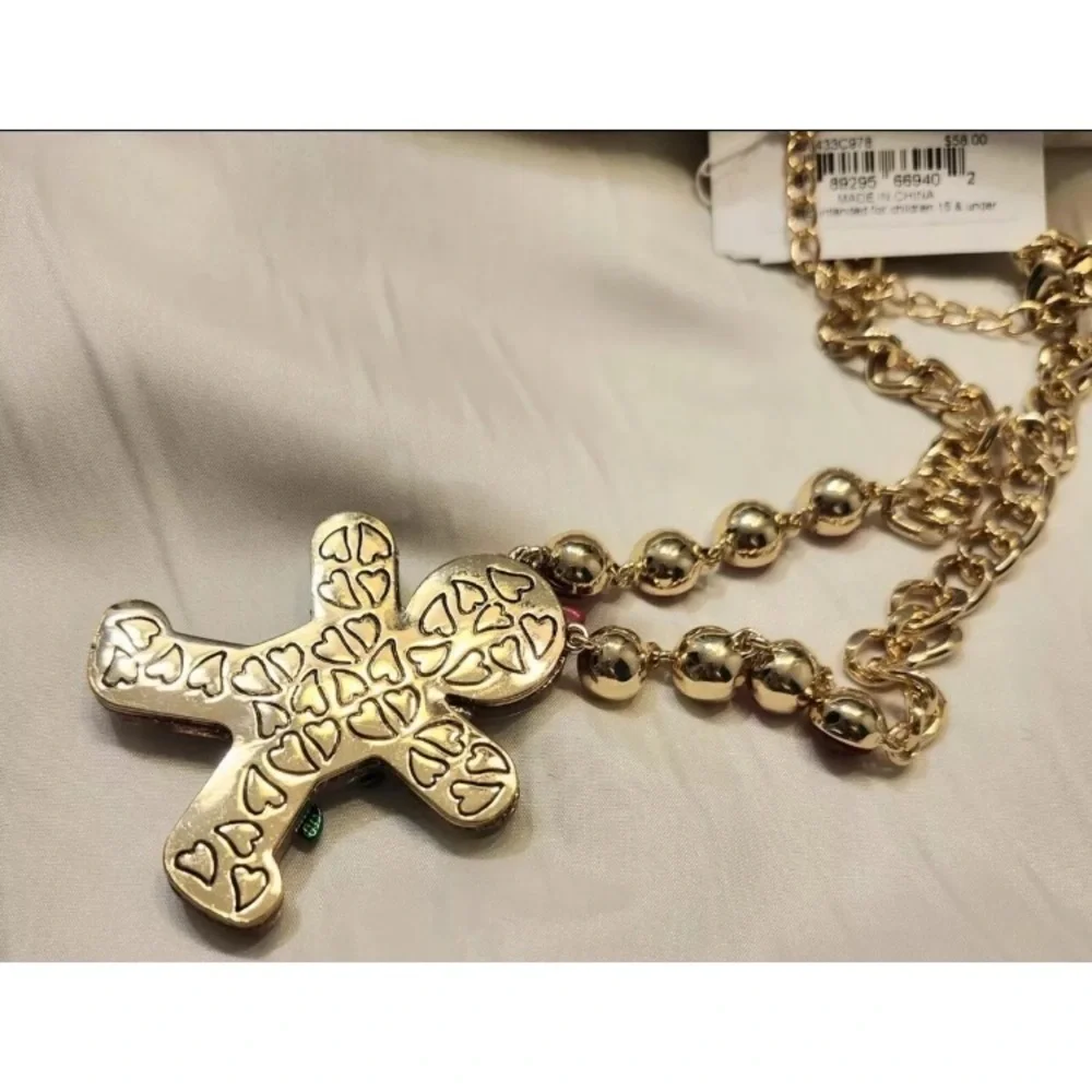 BETSEY JOHNSON SET Christmas Gingerbread in Lights Earrings Necklace Brooch NWT - Picture 9 of 16